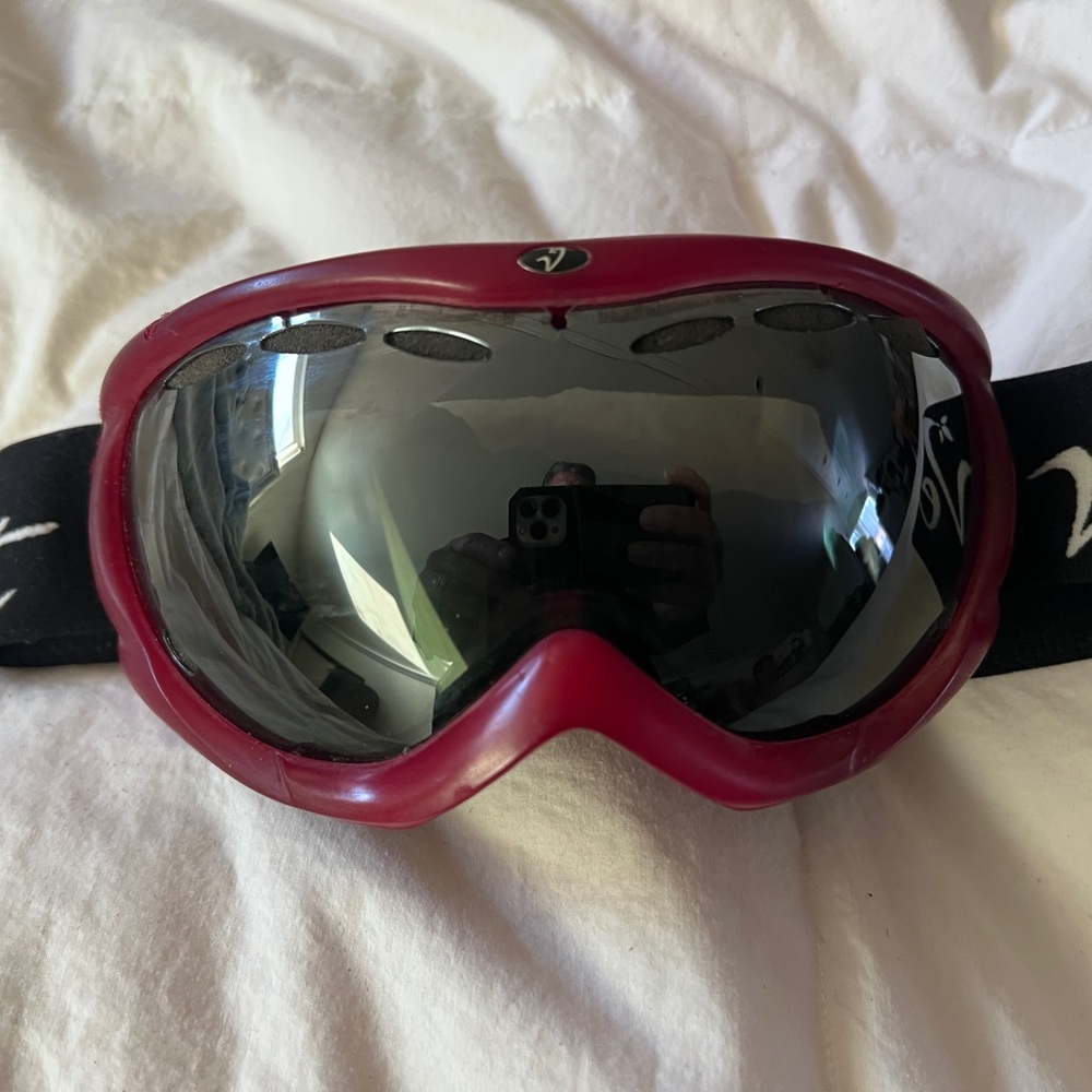 Velvet Red Ski Goggles with Black Strap